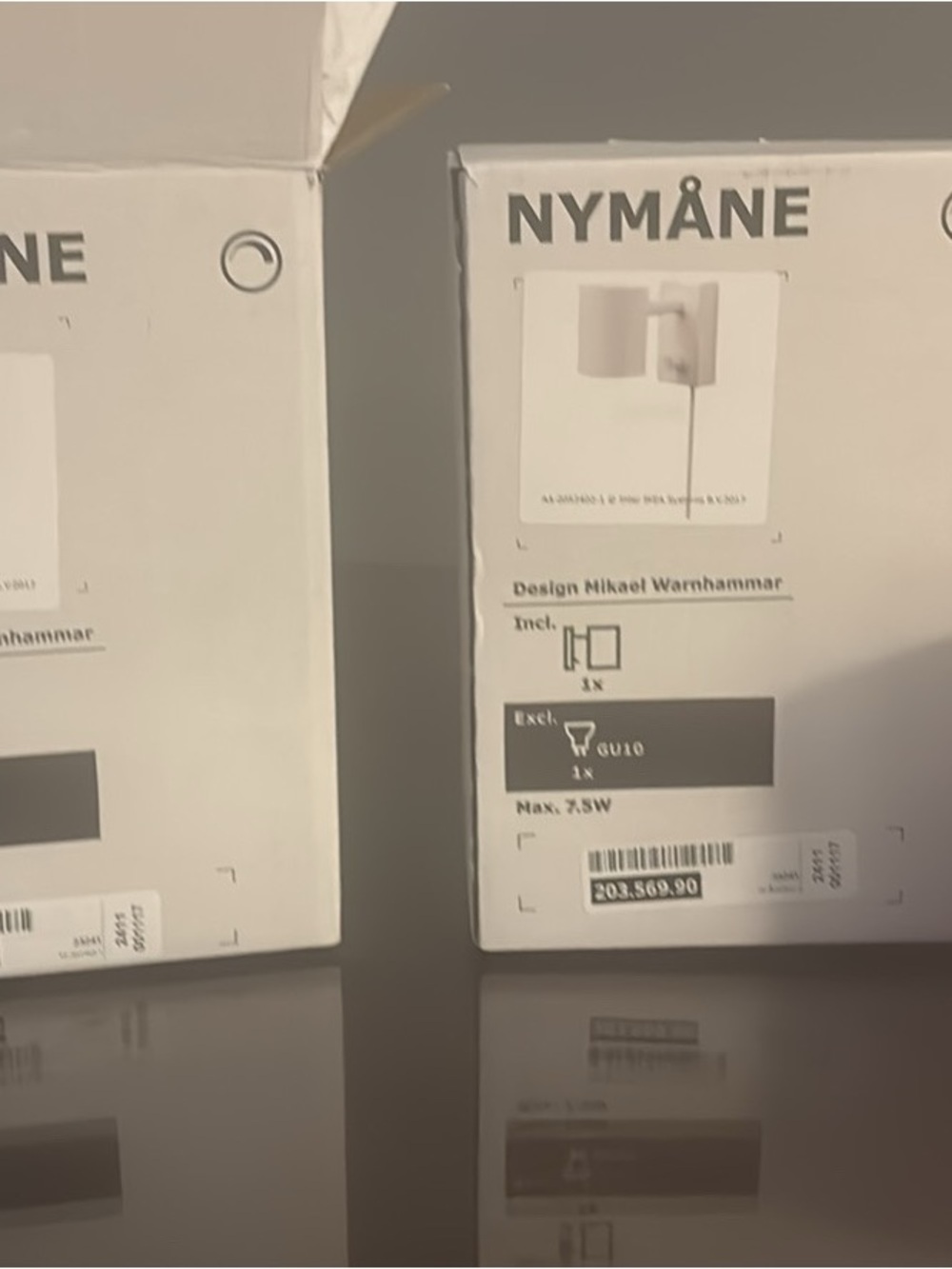 IKEA NYMÅNE White and Black Wall Lamps (2)(Boxed)